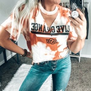 OSU Tie Dye Game Day Key Hole Crop Top